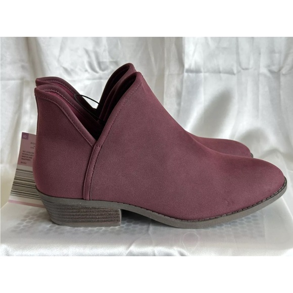 Serra Women Size 10 Side Cut Maroon Ankle Booties SlipOn Stacked Wedge Heel Shoe - Picture 10 of 16
